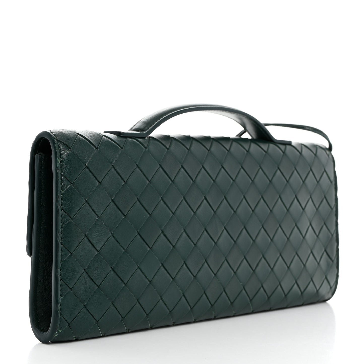 Nappa Intrecciato Long Andiamo Top Handle Clutch Emerald Green