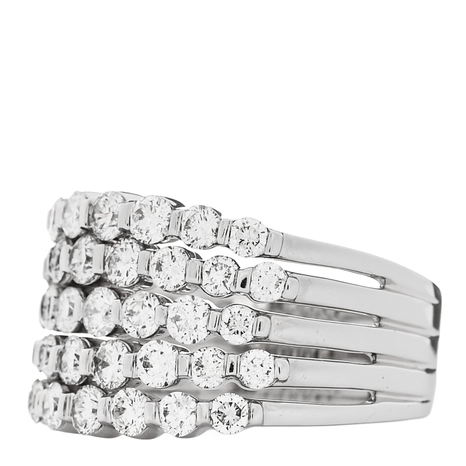 Parker & West by FASHIONPHILE 14K White Gold Diamond 1.90ctw Five Row Band Ring 53 6.25 3 of 10