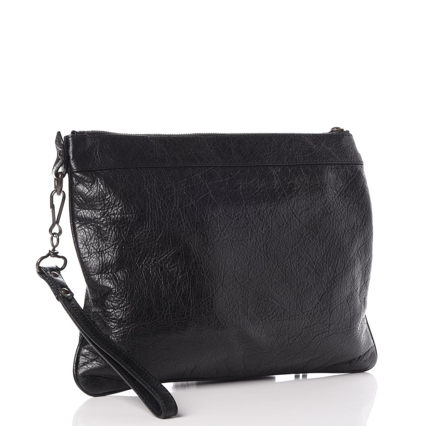 Agneau Classic Hardware Flat Handle Clutch Black
