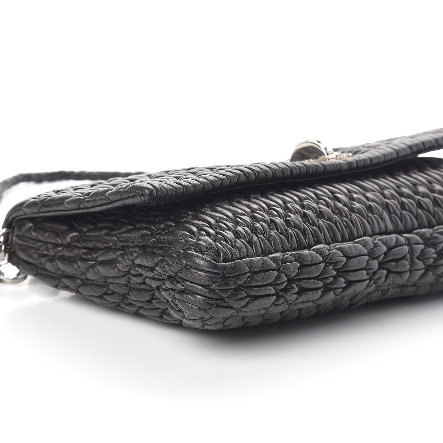 Nappa Matelasse Crystal Flap Clutch Black