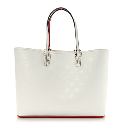Christian Louboutin Calfskin Spikes Loubintheksy Embossed Small East West Cabata Tote White 1 of 10
