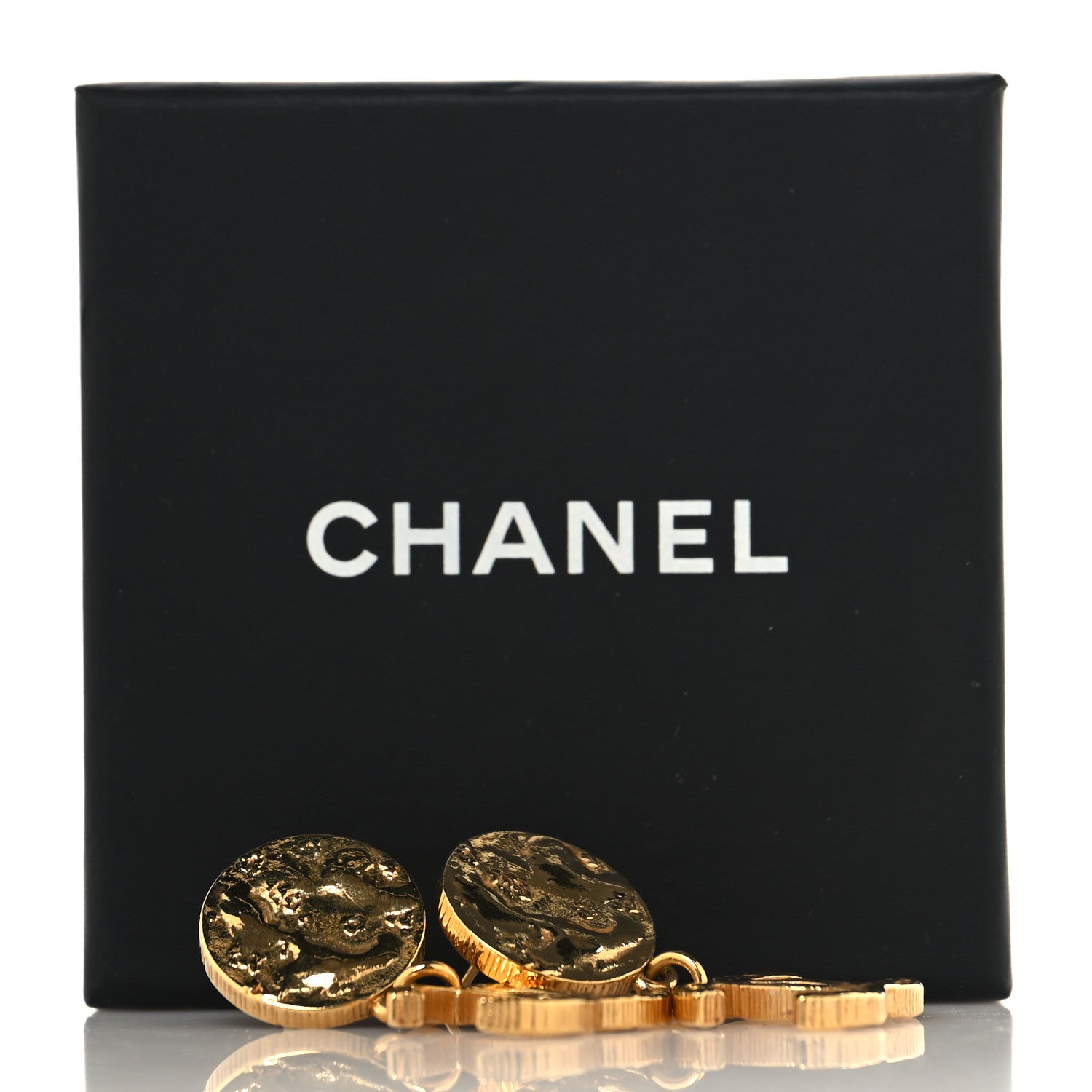 Chanel Metal Disc CC Drop Earrings Gold 5 of 5