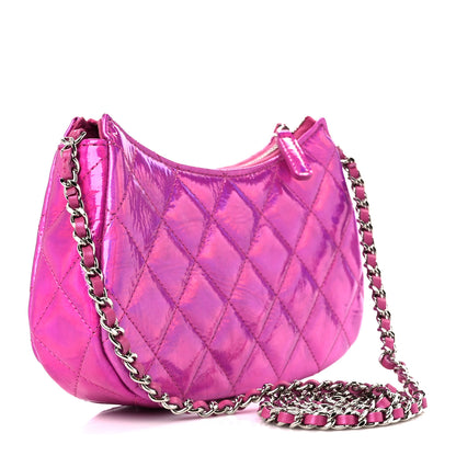Chanel Iridescent Mirror Goatskin Clutch With Chain Pink 3 of 11