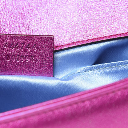 Gucci Metallic Calfskin Matelasse Mini GG Marmont Shoulder Bag Fuchsia 7 of 11