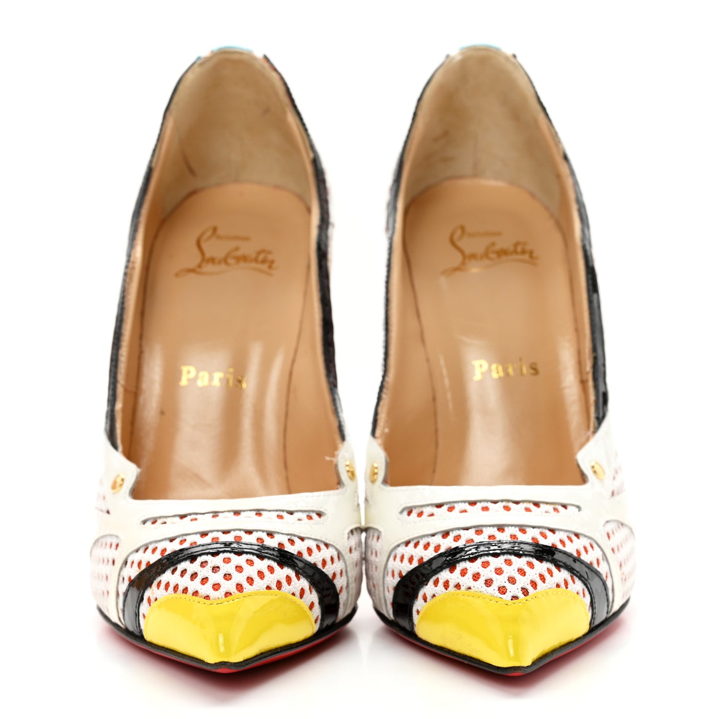 Patent Calfskin Mesh So Kate Tronetta 120 Pumps 36 White Multi