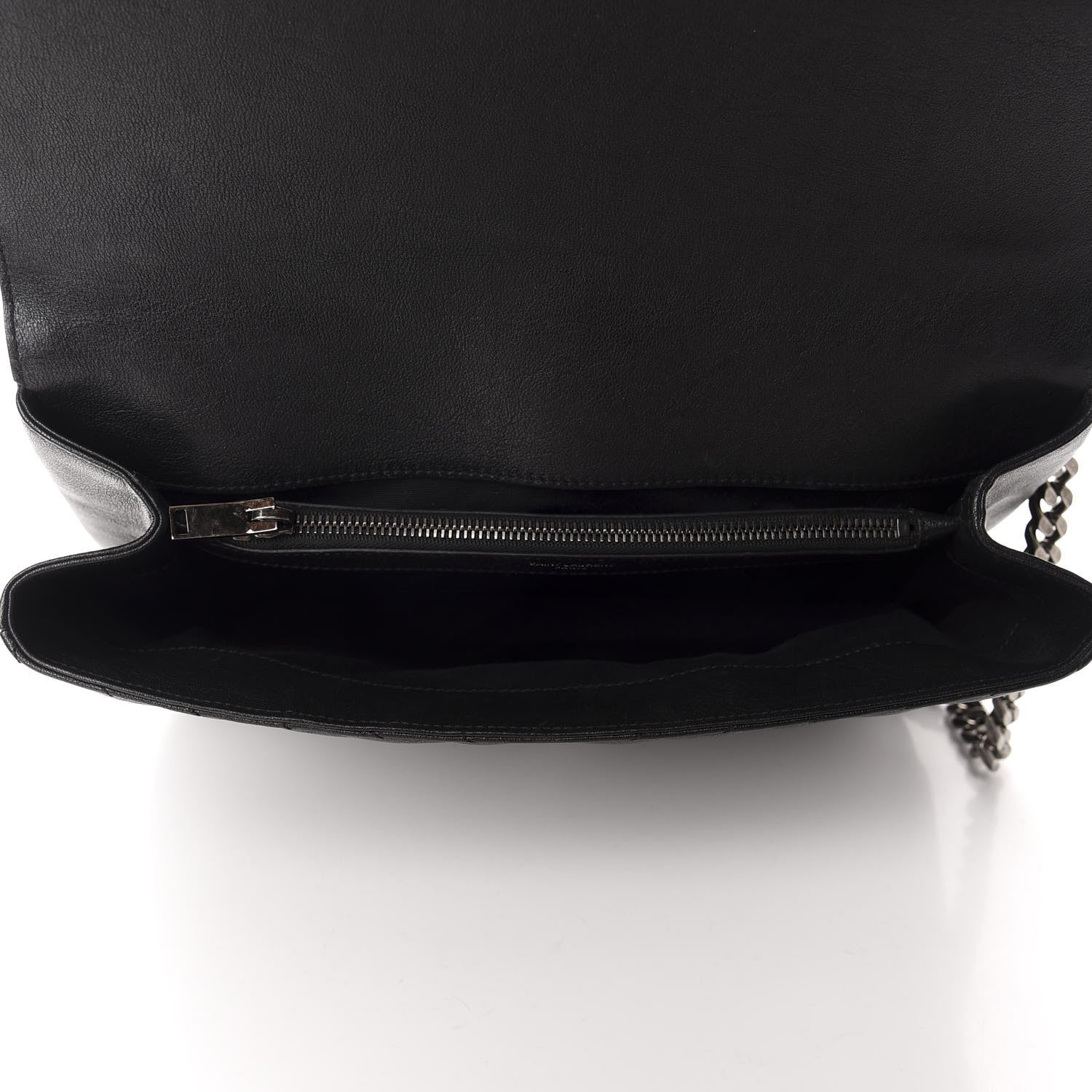 Saint Laurent Sheepskin Matelasse Chevron Monogram Large College Satchel Black 5 of 14