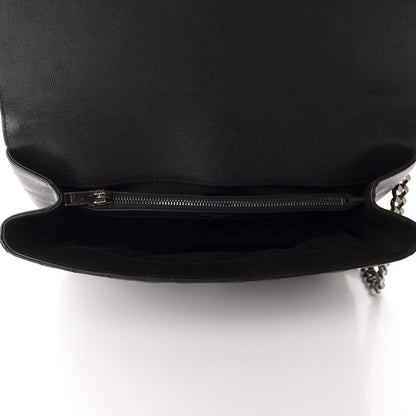 Saint Laurent Sheepskin Matelasse Chevron Monogram Large College Satchel Black 5 of 14