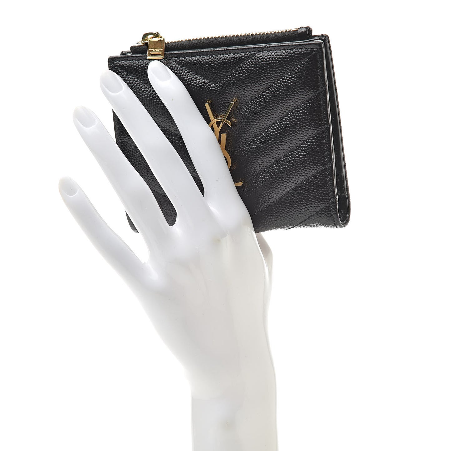 Grain De Poudre Matelasse Chevron Monogram Zipped Card Case Black