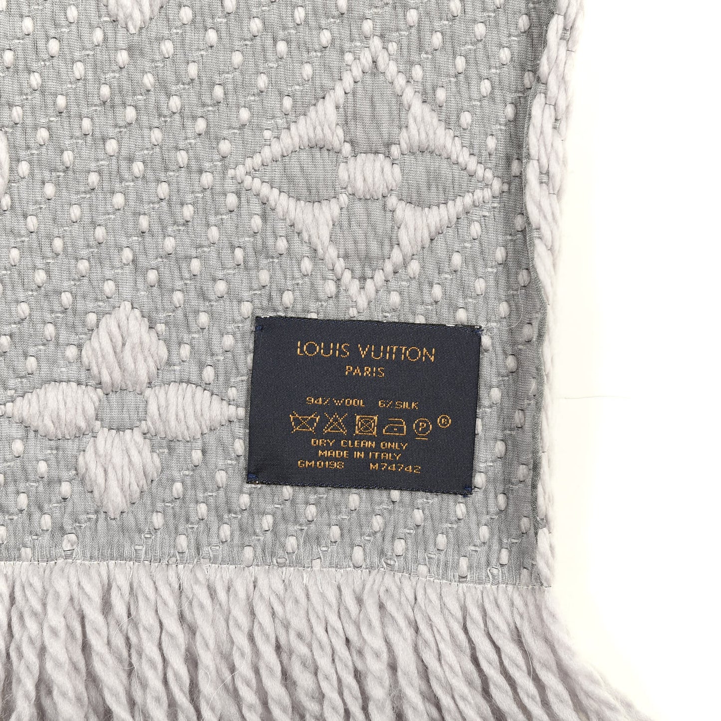 Wool Silk Logomania Scarf Pearl Grey