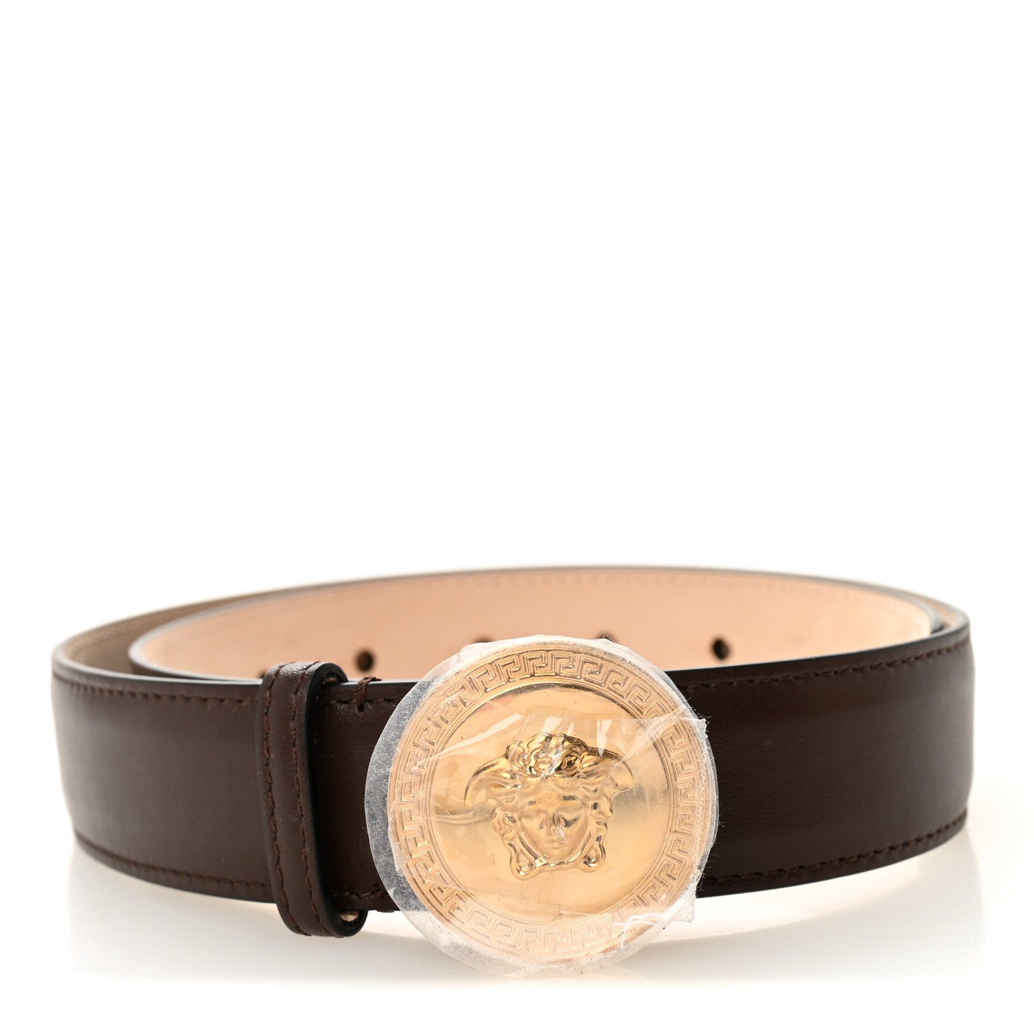Versace Calfskin Palazzo Medusa Belt 70 28 Chocolate 1836006