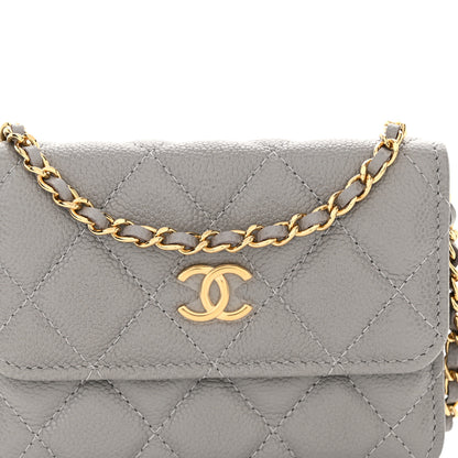 Chanel Caviar Quilted Miss Coco Clutch With Chain Grey 9 of 12