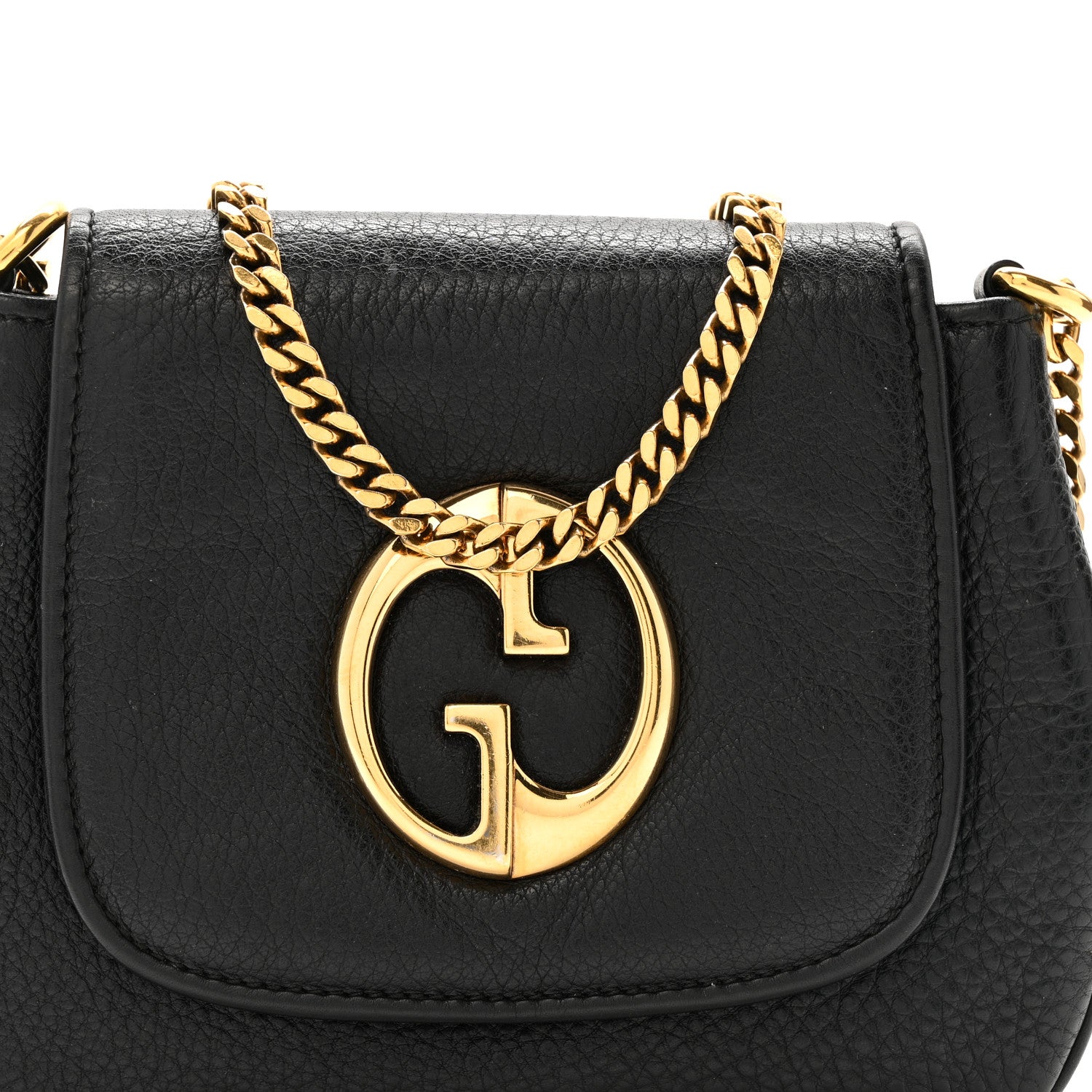 Gucci Pebbled Calfskin Small 1973 Chain Shoulder Bag Black 8 of 16