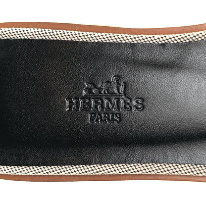 Hermes Calfskin Canvas Oran Sandals 36 Black 7 of 7