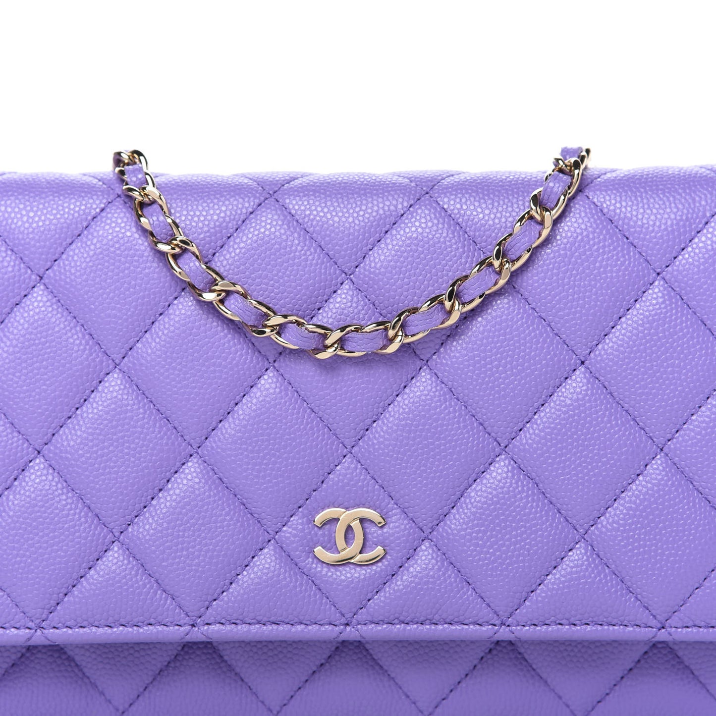 Caviar Quilted Wallet On Chain WOC Purple