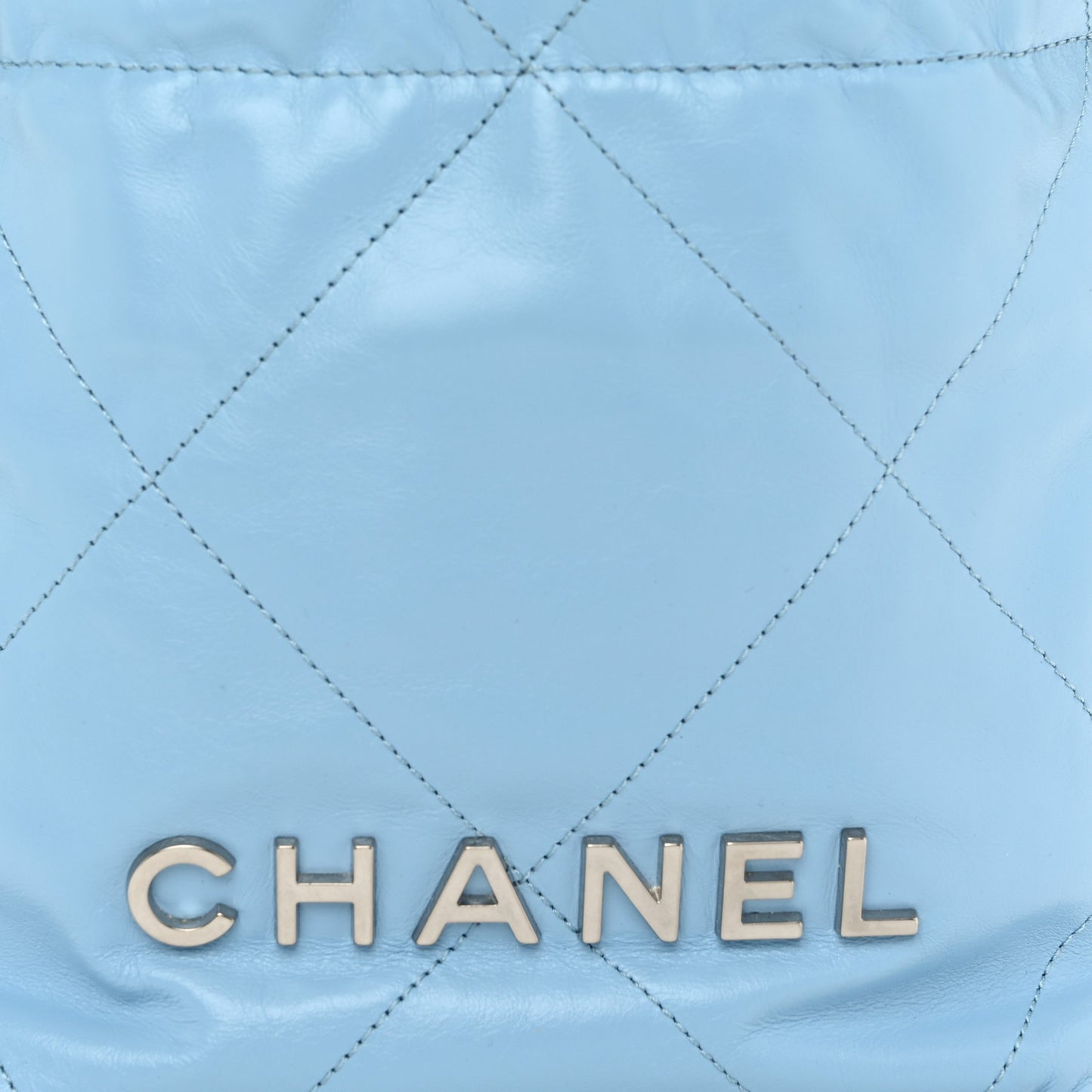 Shiny Calfskin Quilted Mini Chanel 22 Light Blue