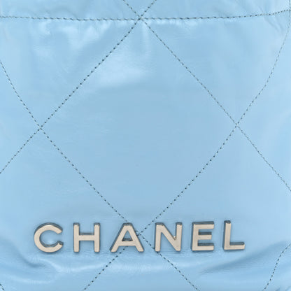 Chanel Shiny Calfskin Quilted Mini Chanel 22 Light Blue 8 of 10