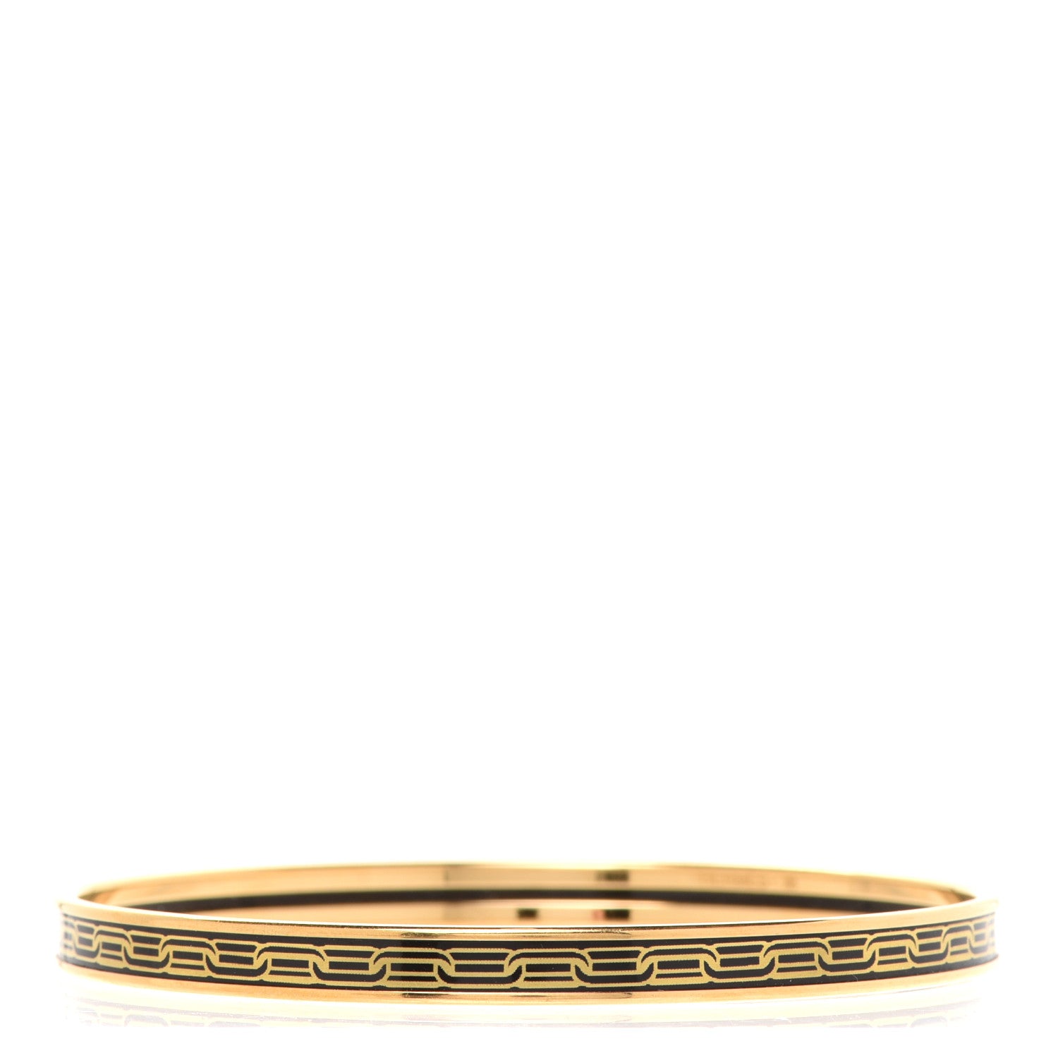 Hermes Enamel Extra Narrow Print Reactions en Chaines Bracelet 65 Or Black 1 of 6