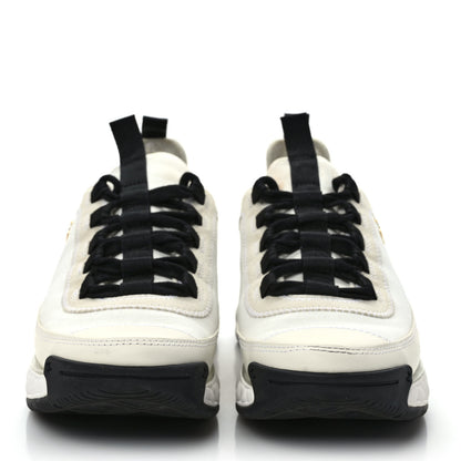 Chanel Velvet Calfskin Mixed Fibers CC Sneakers 37.5 Ivory Black 2 of 9