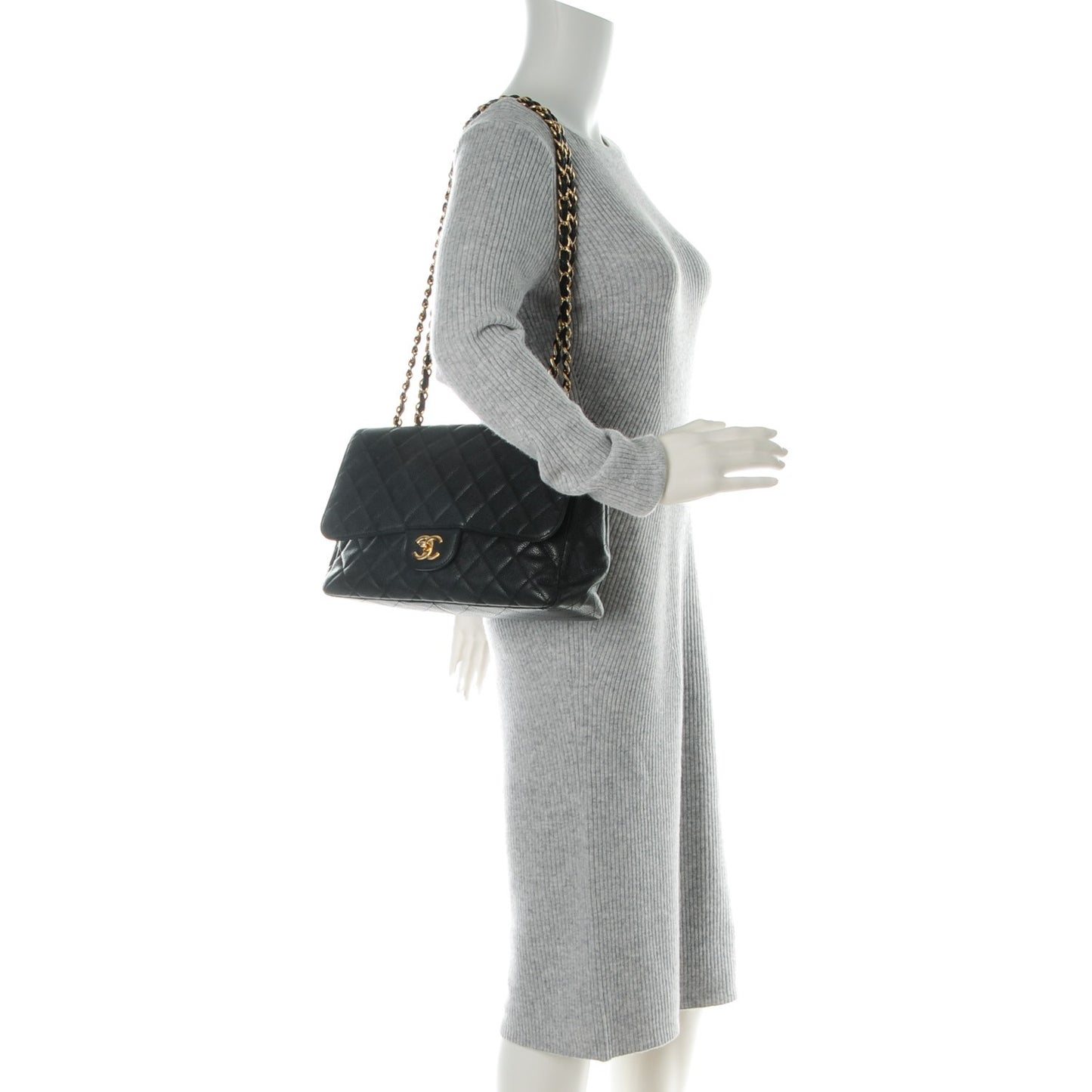 Caviar Quilted Jumbo Single Flap Black