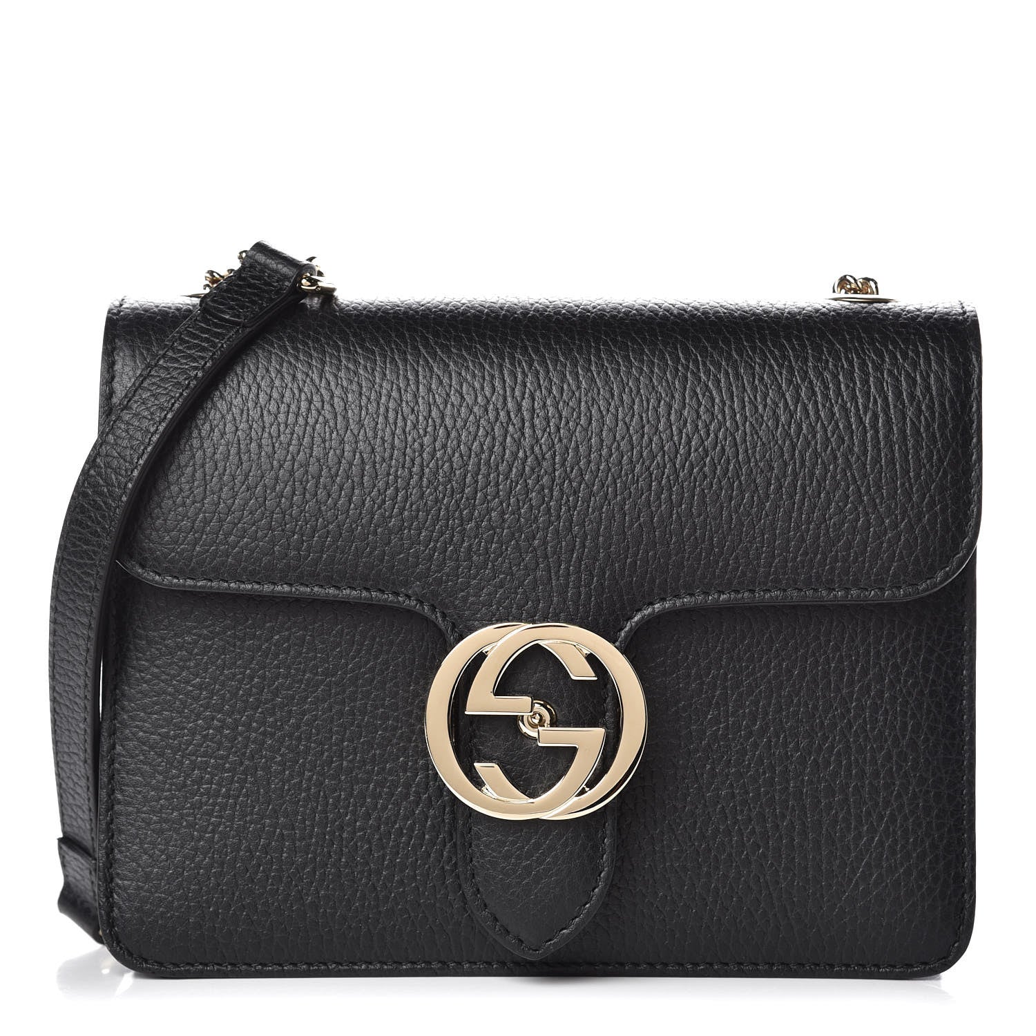 Gucci Dollar Calfskin Small Interlocking G Shoulder Bag Black 1 of 7
