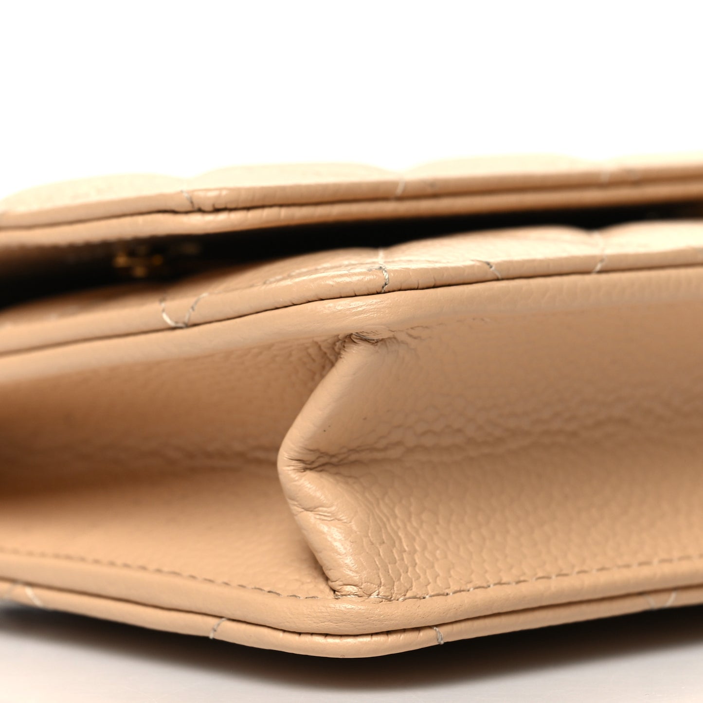 Caviar Quilted Wallet On Chain WOC Beige