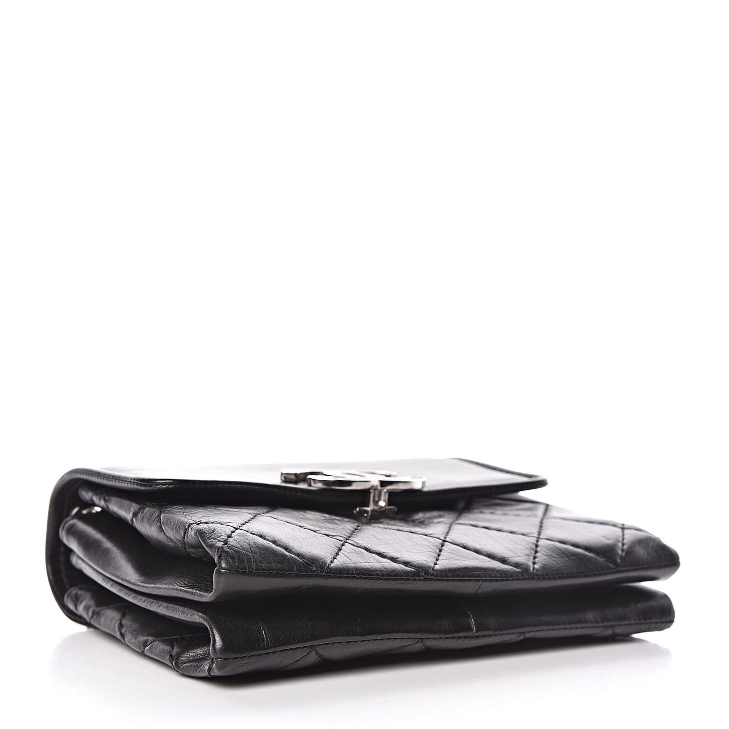 Washed Calfskin Hamptons Flap Bag Black
