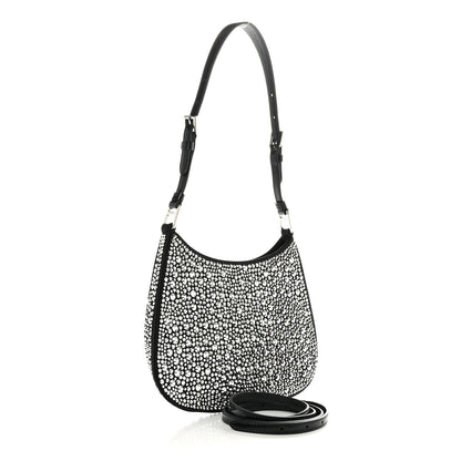 Prada Satin Crystal Cleo Adjustable Strap Shoulder Bag Metal 3 of 10