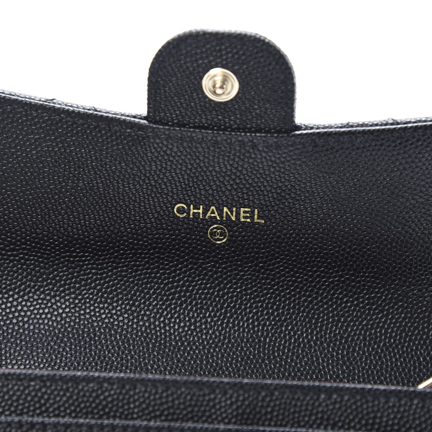 Caviar Quilted Medium Gusset Flap Wallet Black