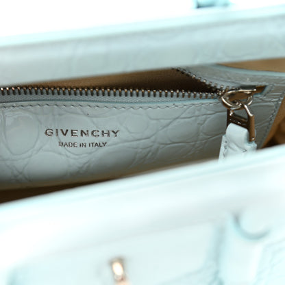 Givenchy Calfskin Crocodile Embossed Mini Antigona Lock Sky Blue 6 of 14