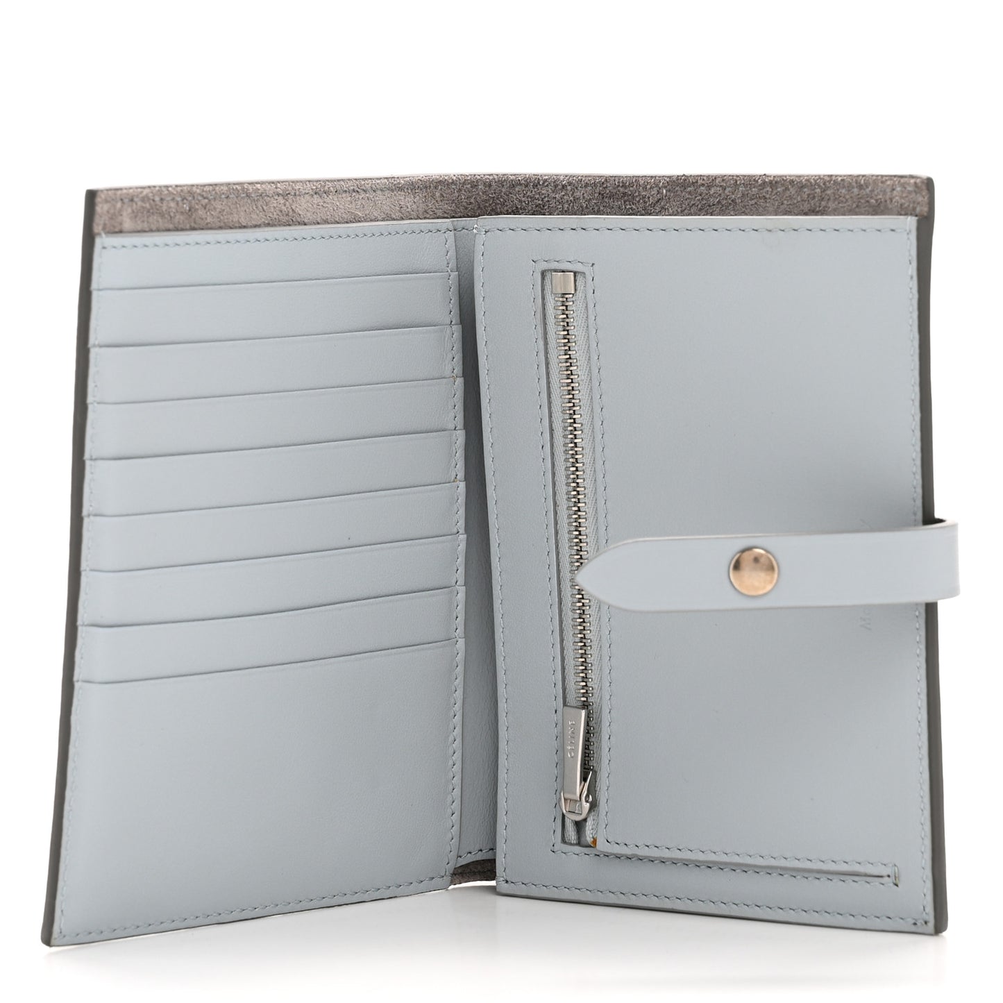 Grained Calfskin Medium Multifunction Strap Wallet Pebble Mineral