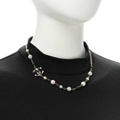 Chanel Pearl Beaded CC Necklace Gold Black White Pink 2 of 5