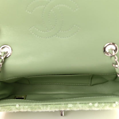 Chanel Sequin Mini Waterfall Flap Green Light Green Yellow 5 of 10