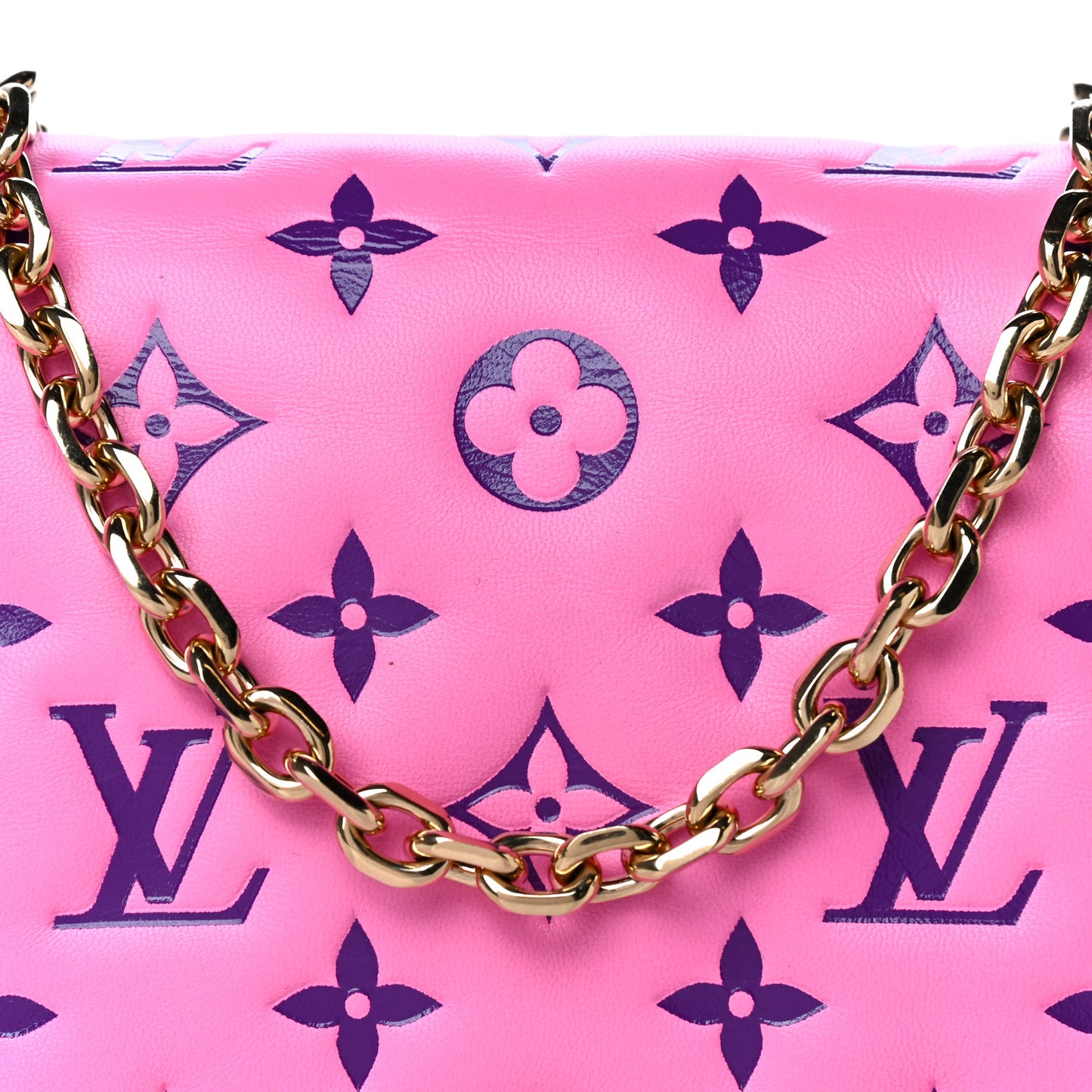 Lambskin Embossed Monogram Vuittamins Pochette Coussin Rose Violet