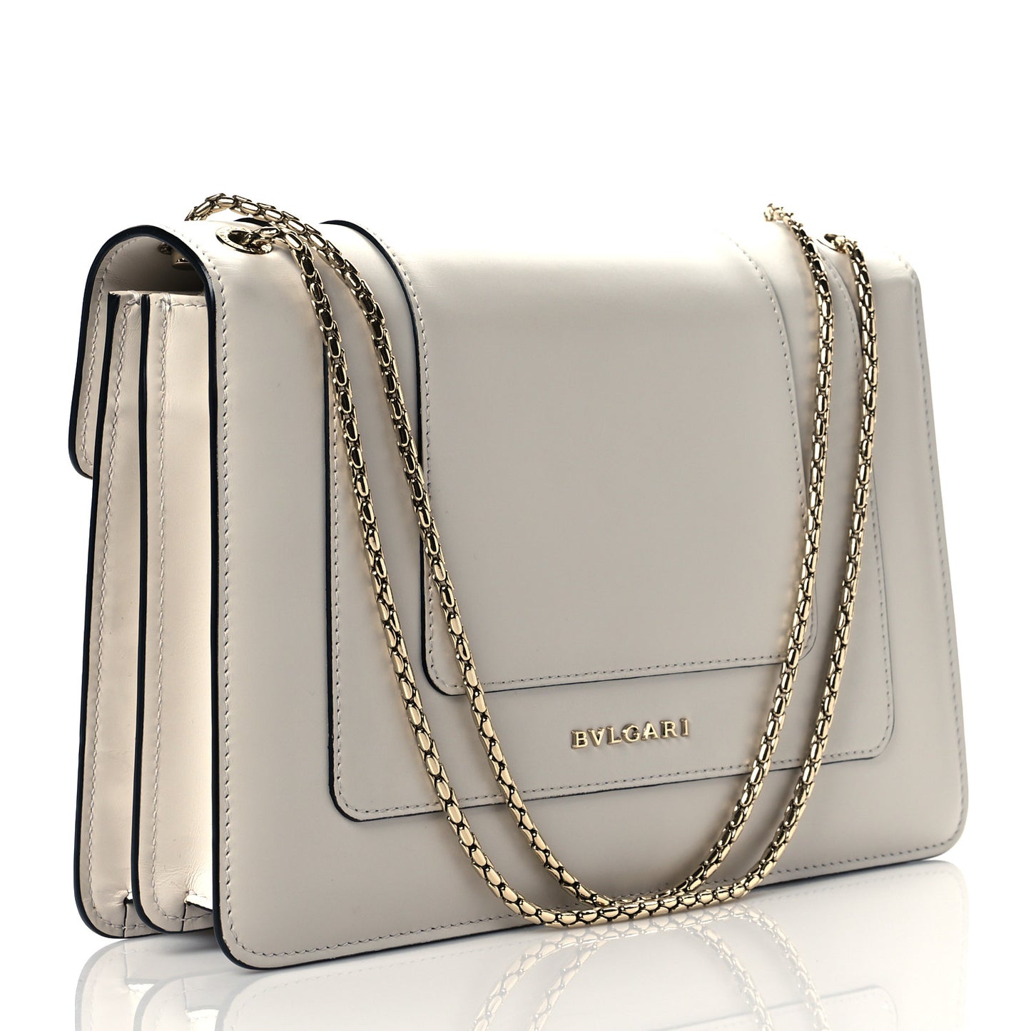 Calfskin Serpenti Forever Shoulder Bag White