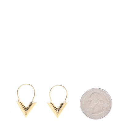Louis Vuitton Brass Essential V Hoop Earrings Gold 2 of 5