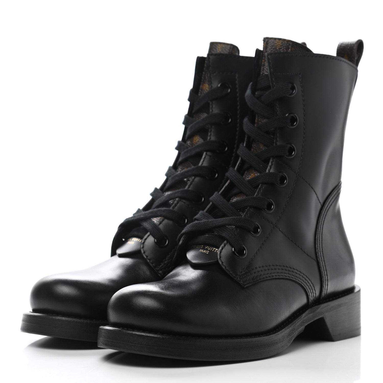 Louis Vuitton Calfskin Monogram Metropolis Flat Ranger Boots 37 Black 3 of 10