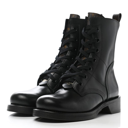 Louis Vuitton Calfskin Monogram Metropolis Flat Ranger Boots 37 Black 3 of 10