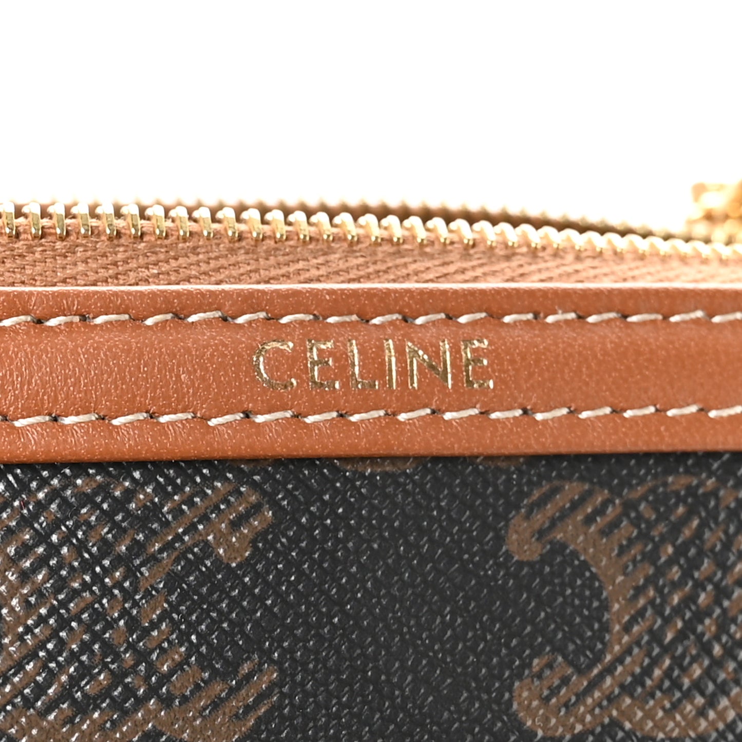 Triomphe Canvas Lambskin Clutch On Chain Tan