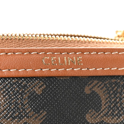 Celine Triomphe Canvas Lambskin Clutch On Chain Tan 6 of 12