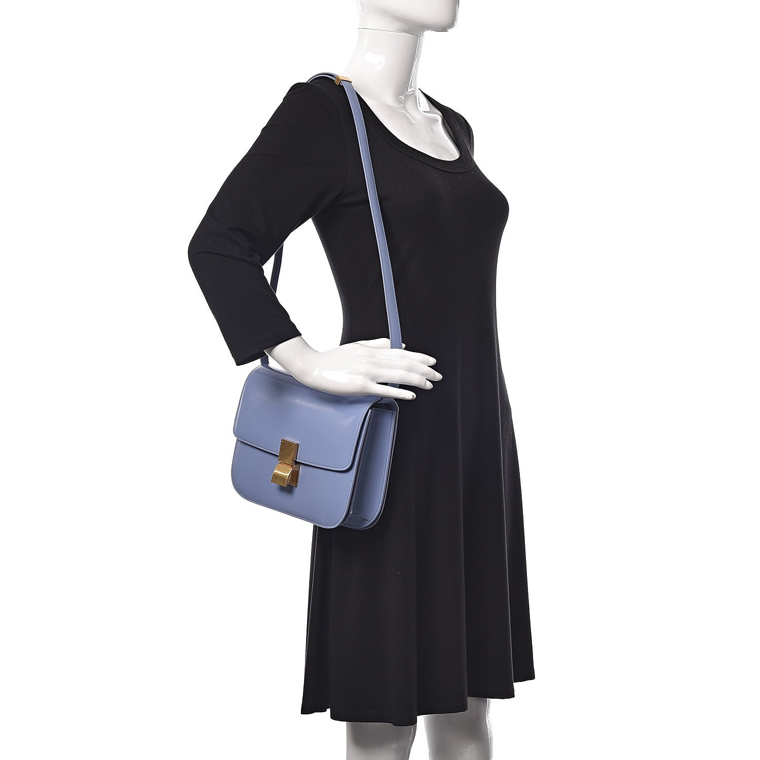 Celine Spazzolato Calfskin Medium Classic Box Flap Bag Porcelain 2 of 13