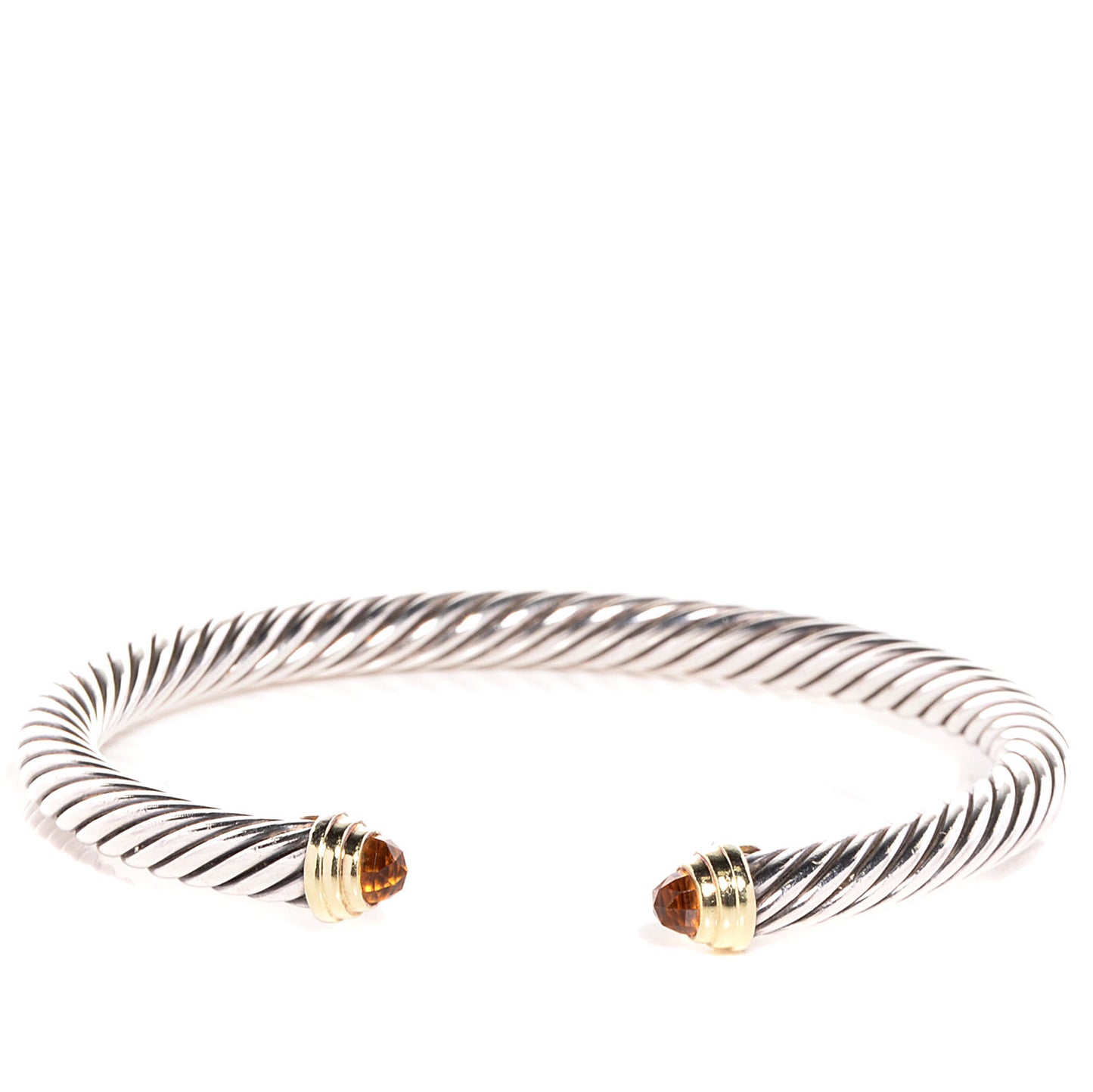 Sterling Silver 14K Yellow Gold Citrine 5mm Cable Classics Petite Color Bracelet