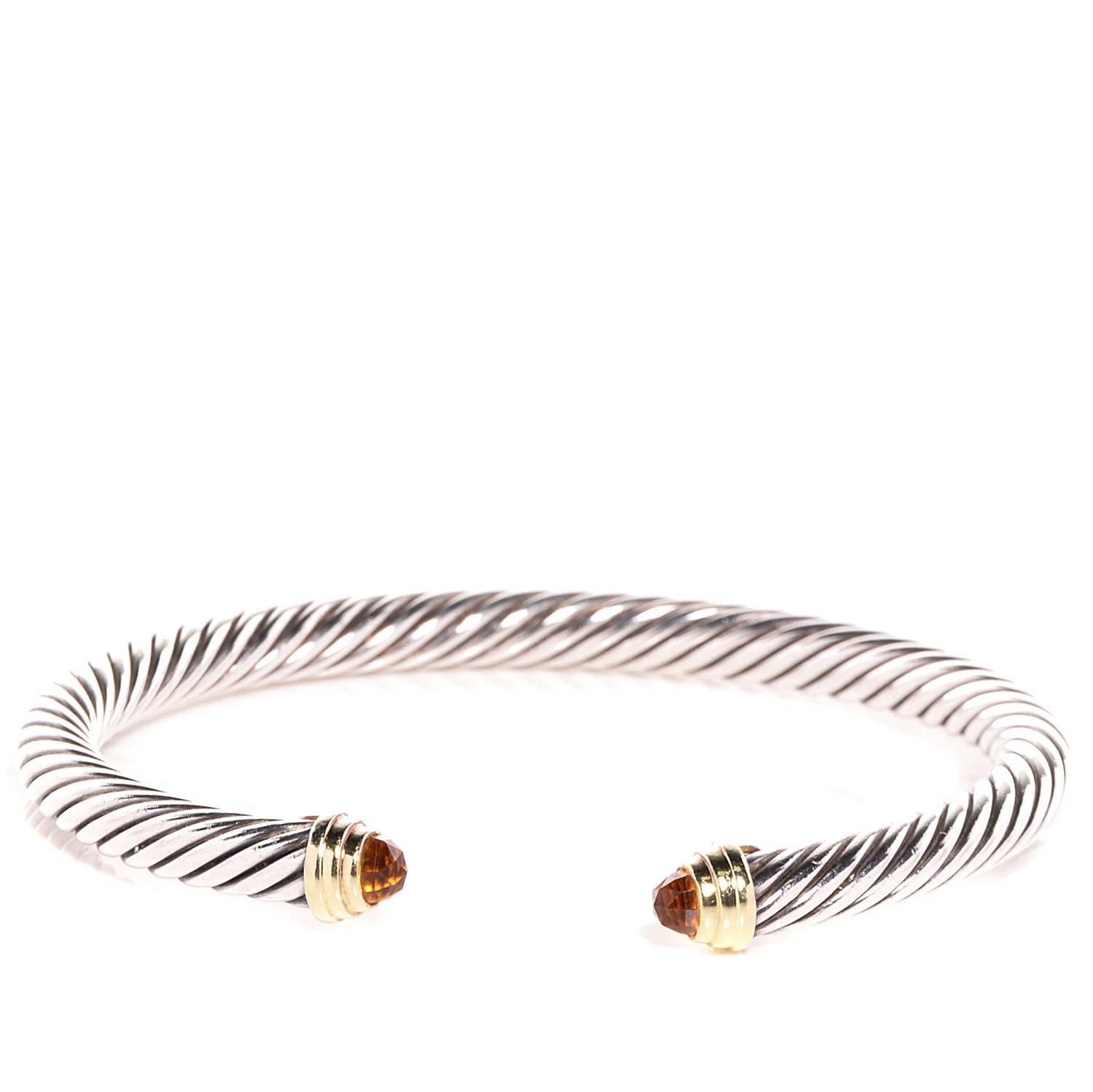 David Yurman Sterling Silver 14K Yellow Gold Citrine 5mm Cable Classics Petite Color Bracelet 1 of 6