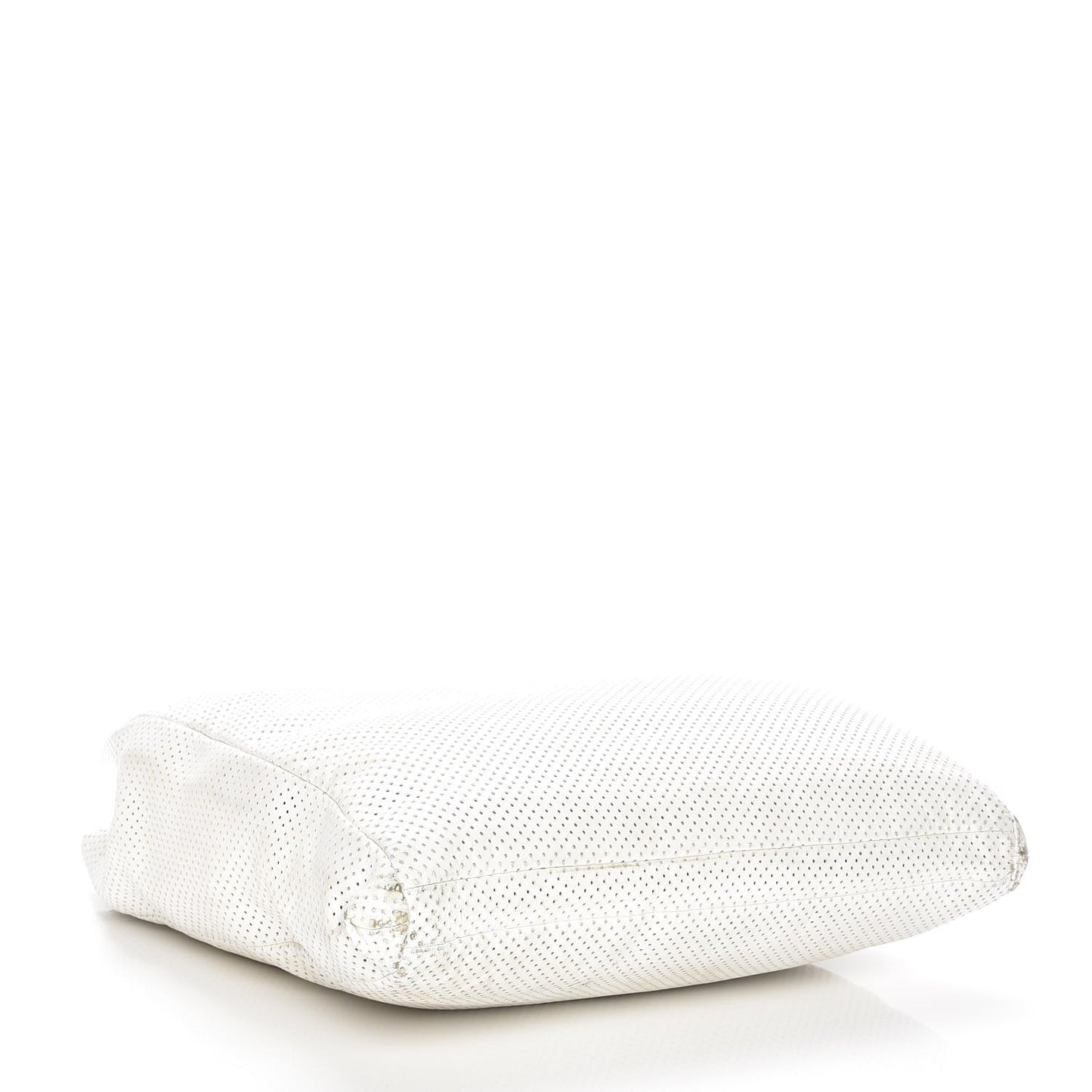 Perforated Calfskin Drill Shoulder Bag White