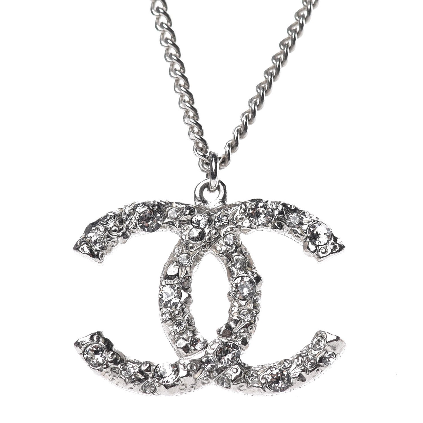 Crystal Large CC Necklace Silver