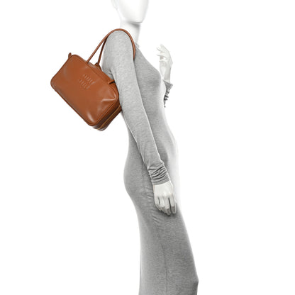 Miu Miu Soft Calf Softy Medium Beau Top Handle Bag Cognac 2 of 10