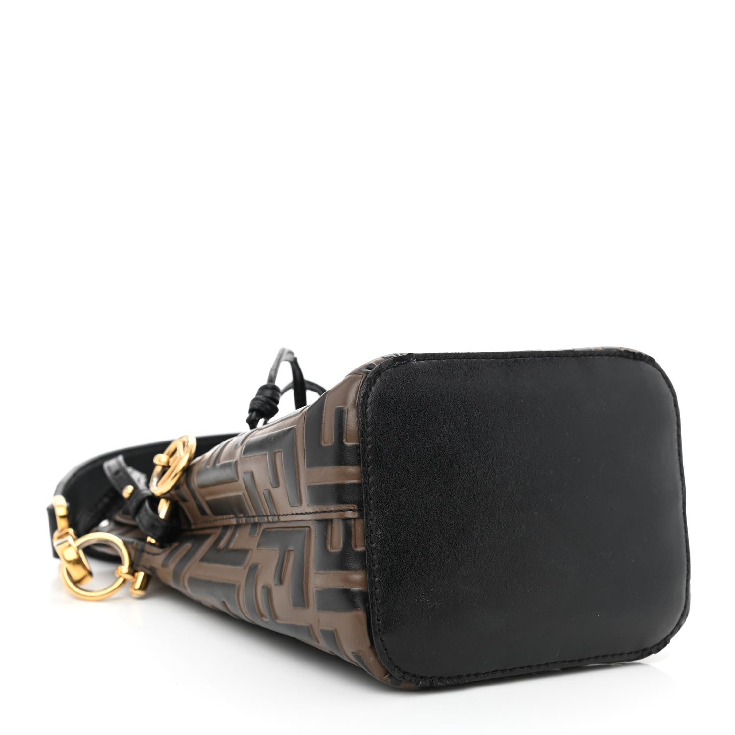 Fendi Vitello Liberty F is Fendi Bi-Color FF 1974 Embossed Mini Mon Tresor Bucket Bag Maya Black 4 of 11