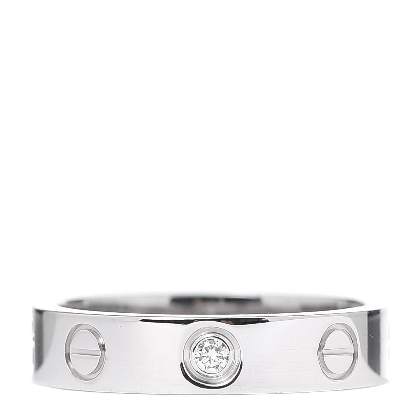 18K White Gold Diamond 4mm LOVE Wedding Band Ring 49 4.75