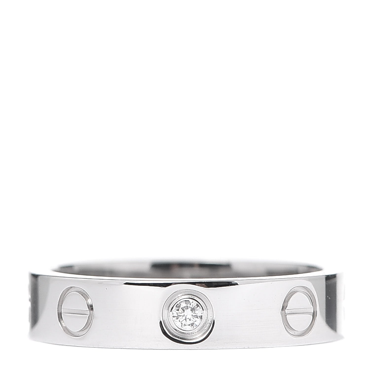 Cartier 18K White Gold Diamond 4mm LOVE Wedding Band Ring 49 4.75 1 of 5