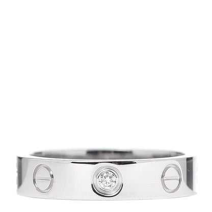 Cartier 18K White Gold Diamond 4mm LOVE Wedding Band Ring 49 4.75 1 of 5