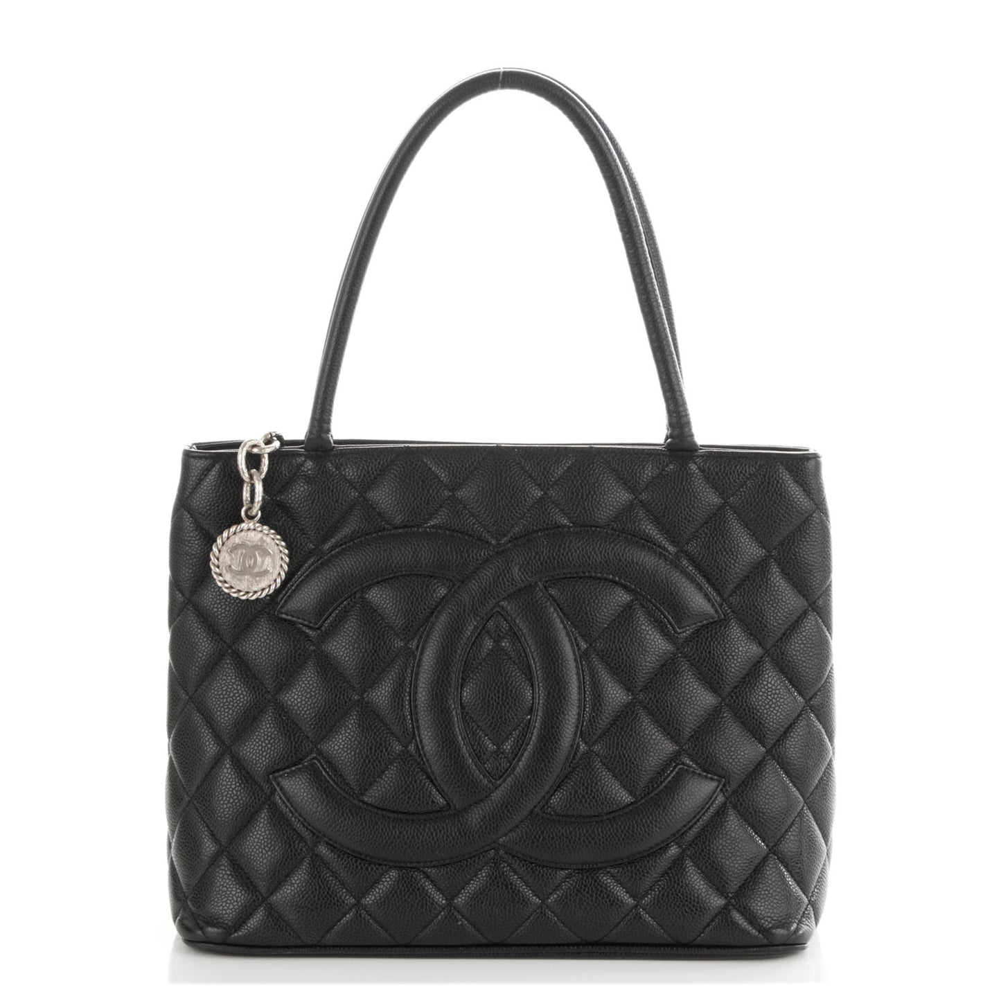 Caviar Quilted Medallion Tote Black